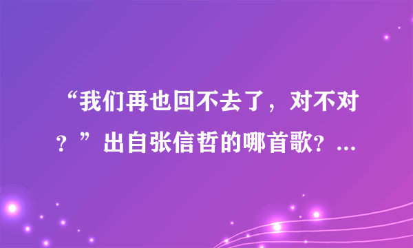 “我们再也回不去了，对不对？”出自张信哲的哪首歌？顺便给出部分歌词