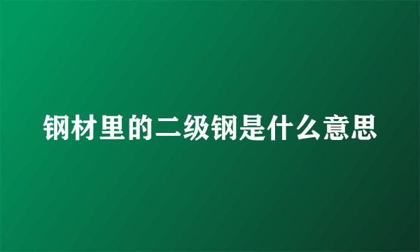 钢材里的二级钢是什么意思