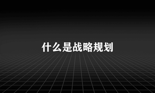 什么是战略规划