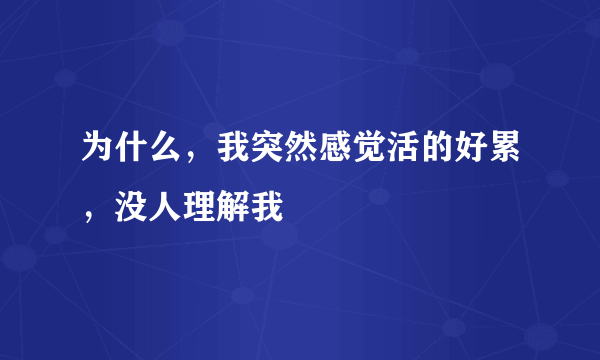 为什么，我突然感觉活的好累，没人理解我