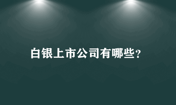 白银上市公司有哪些？