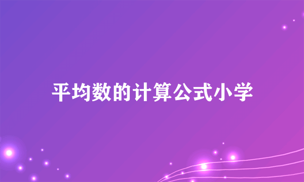 平均数的计算公式小学