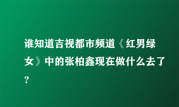 谁知道吉视都市频道《红男绿女》中的张柏鑫现在做什么去了？