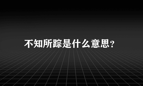 不知所踪是什么意思？