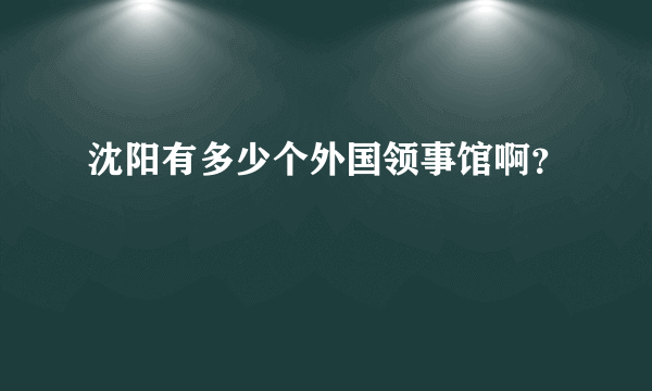 沈阳有多少个外国领事馆啊？