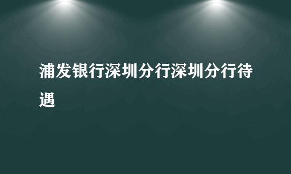 浦发银行深圳分行深圳分行待遇