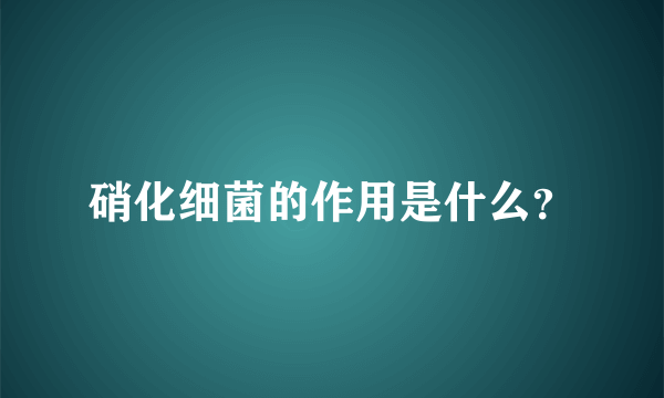 硝化细菌的作用是什么？