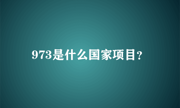 973是什么国家项目？