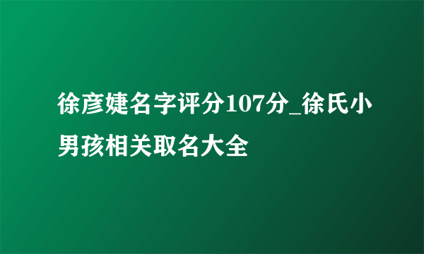 徐彦婕名字评分107分_徐氏小男孩相关取名大全