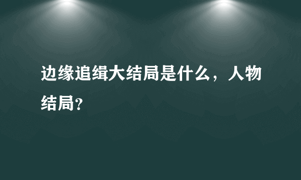 边缘追缉大结局是什么，人物结局？