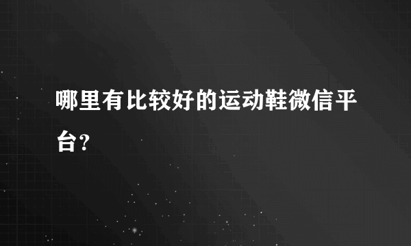 哪里有比较好的运动鞋微信平台？