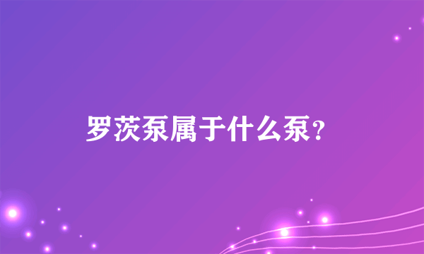 罗茨泵属于什么泵？