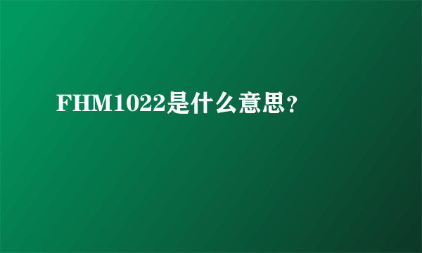 FHM1022是什么意思？