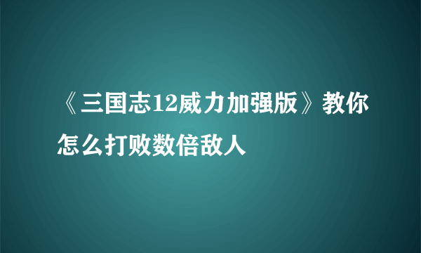 《三国志12威力加强版》教你怎么打败数倍敌人