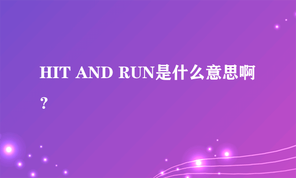 HIT AND RUN是什么意思啊？