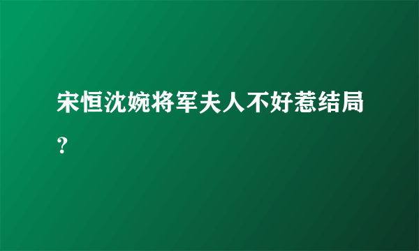 宋恒沈婉将军夫人不好惹结局？