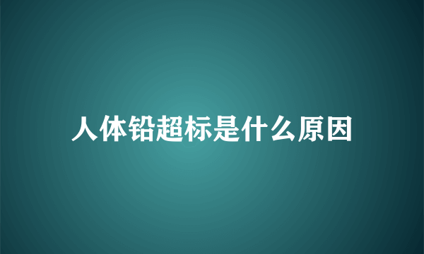 人体铅超标是什么原因