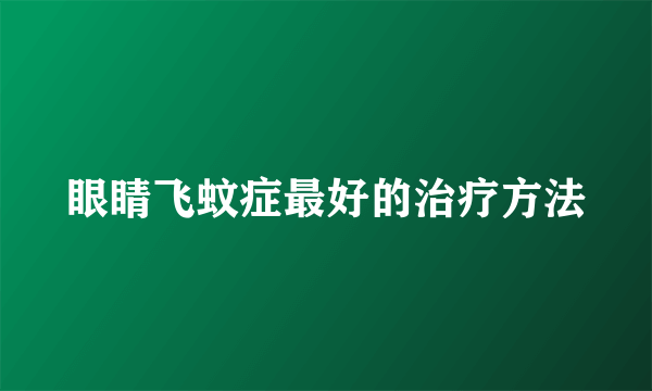 眼睛飞蚊症最好的治疗方法