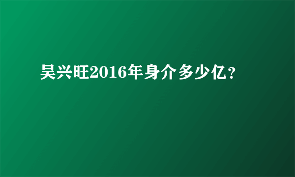 吴兴旺2016年身介多少亿？