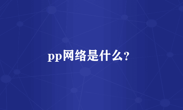 pp网络是什么？