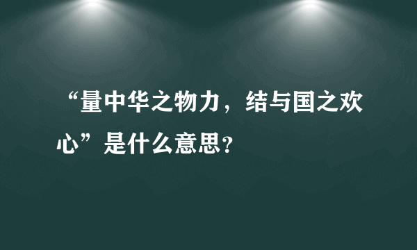 “量中华之物力，结与国之欢心”是什么意思？