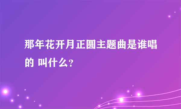 那年花开月正圆主题曲是谁唱的 叫什么？