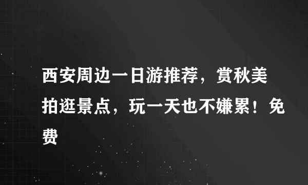 西安周边一日游推荐，赏秋美拍逛景点，玩一天也不嫌累！免费