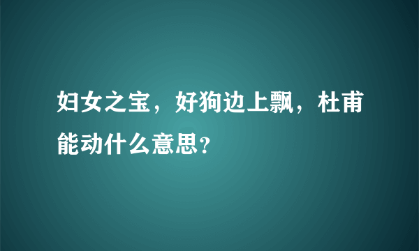 妇女之宝，好狗边上飘，杜甫能动什么意思？