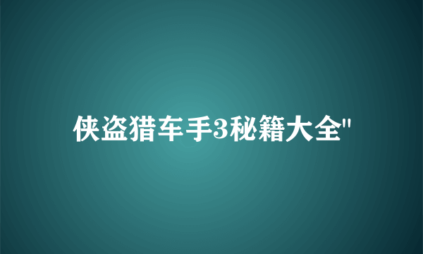 侠盗猎车手3秘籍大全