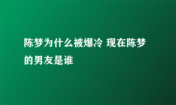 陈梦为什么被爆冷 现在陈梦的男友是谁