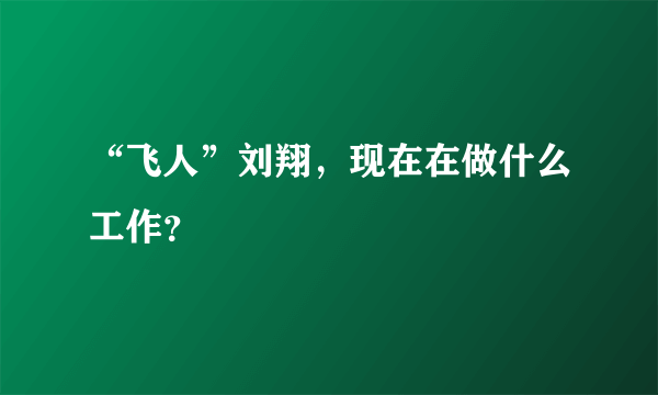 “飞人”刘翔，现在在做什么工作？