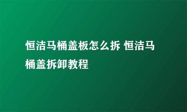 恒洁马桶盖板怎么拆 恒洁马桶盖拆卸教程