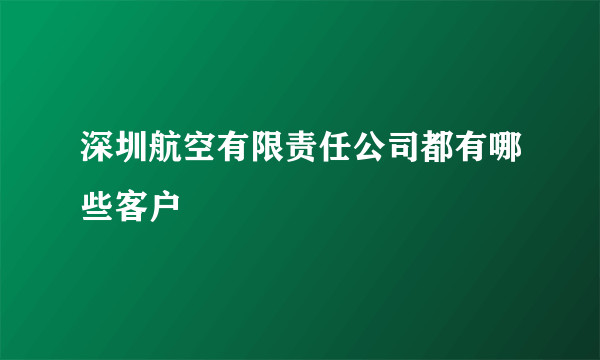 深圳航空有限责任公司都有哪些客户