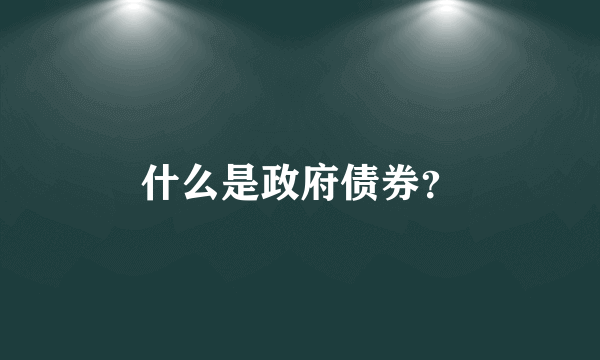 什么是政府债券？