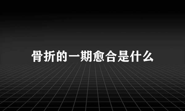 骨折的一期愈合是什么