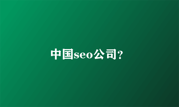 中国seo公司？