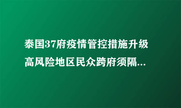 泰国37府疫情管控措施升级 高风险地区民众跨府须隔离14天