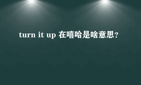 turn it up 在嘻哈是啥意思？