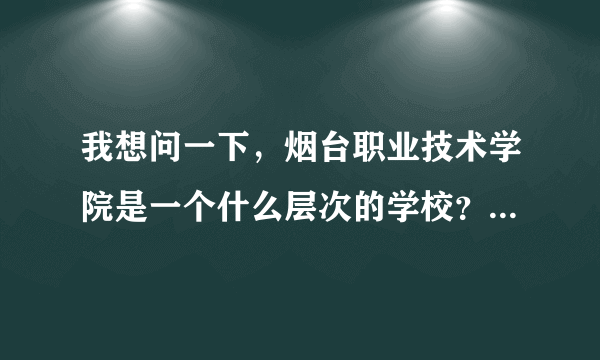 我想问一下，烟台职业技术学院是一个什么层次的学校？是省属还是市属？教师待遇怎样？