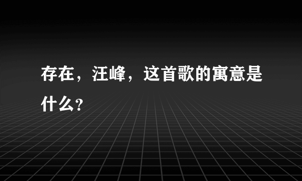 存在，汪峰，这首歌的寓意是什么？