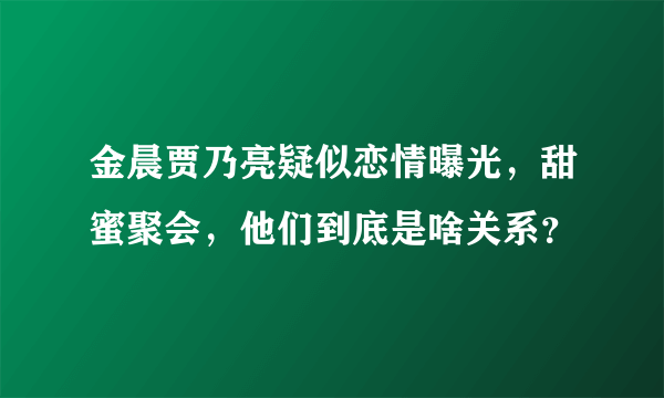 金晨贾乃亮疑似恋情曝光，甜蜜聚会，他们到底是啥关系？