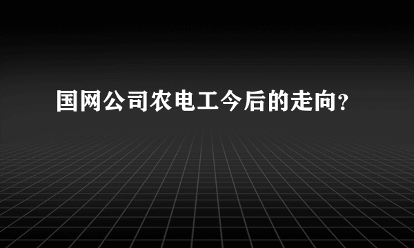 国网公司农电工今后的走向？