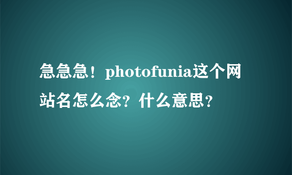 急急急！photofunia这个网站名怎么念？什么意思？