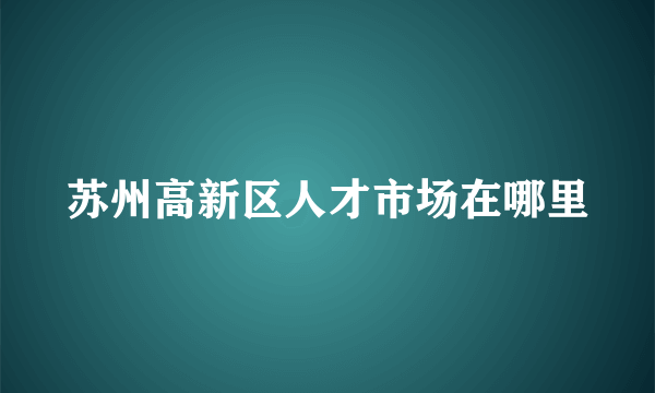 苏州高新区人才市场在哪里