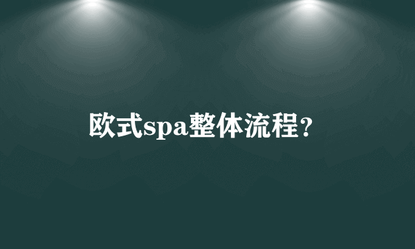 欧式spa整体流程？