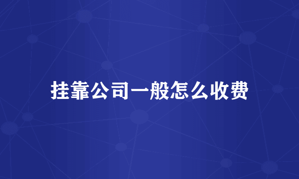 挂靠公司一般怎么收费