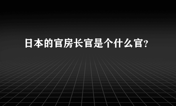 日本的官房长官是个什么官？