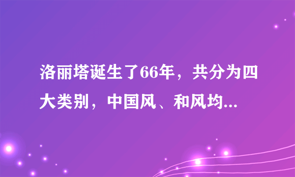 洛丽塔诞生了66年，共分为四大类别，中国风、和风均属于第四类