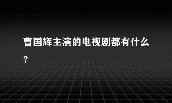 曹国辉主演的电视剧都有什么？