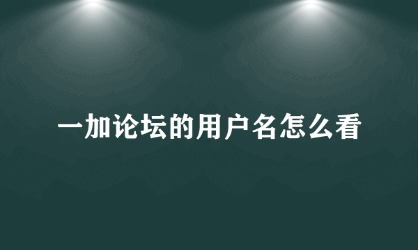 一加论坛的用户名怎么看